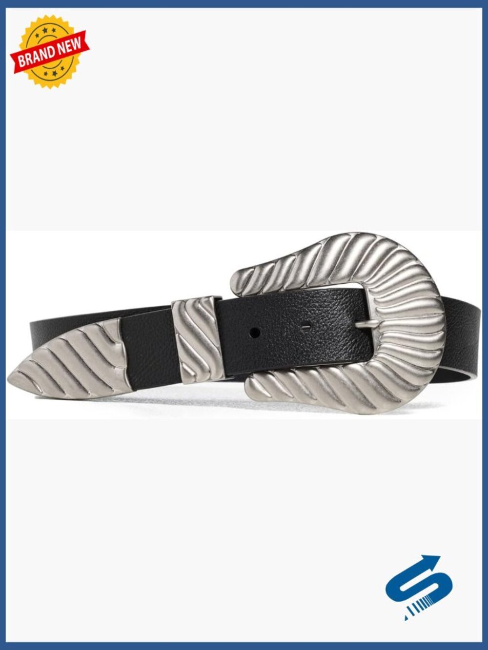 Western Statement Buckle Belt - Adjustable Leather Belt